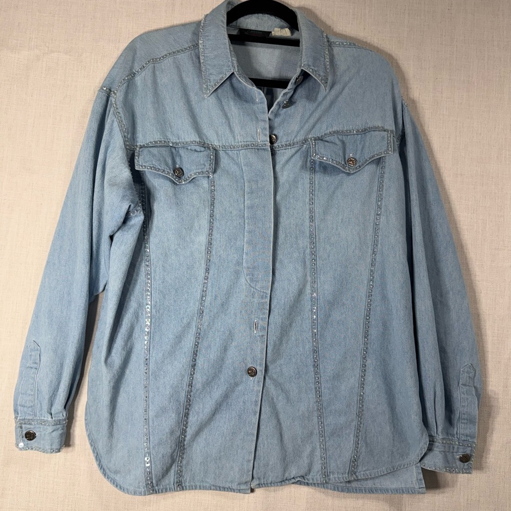 Vintage Cassini Jeans Denim Shacket with Button Front ( missing one button)